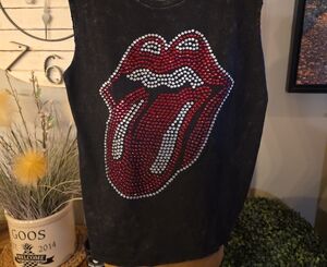 The Rolling Stones Black Tee with Silver Logo